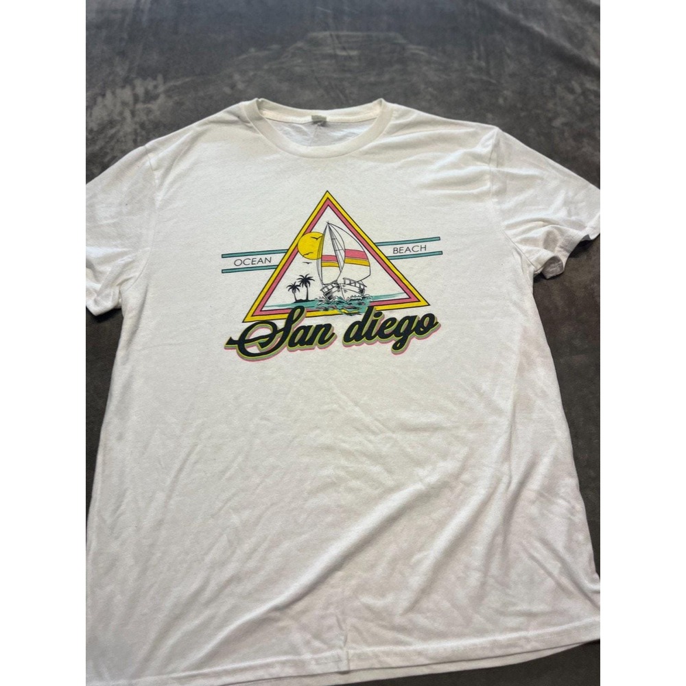 Vintage 90s San Diego Sailing Tee T Shirt‎ Large Single Stitch USA Made White
